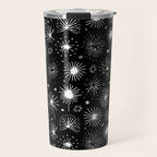 Black and white firework doodle pattern Travel Mug Gallery Image 1