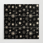 Black and white firework doodle pattern Wood Wall Art Gallery Image 1