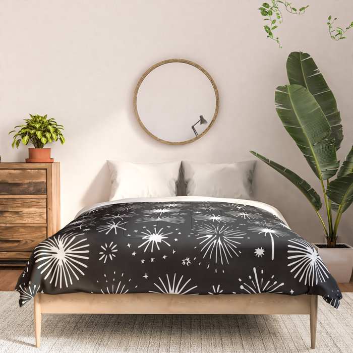 Black and white firework doodle pattern Comforter Gallery Image 3
