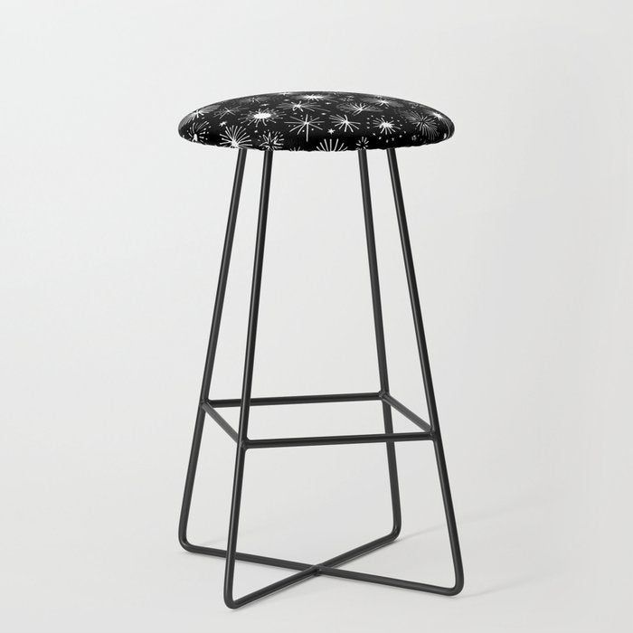 Black and white firework doodle pattern Stool Gallery Image 1