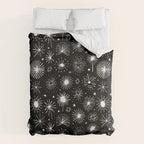 Black and white firework doodle pattern Duvet Cover Gallery Image 6