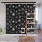 Black and white firework doodle pattern Wall Mural Gallery Image 1