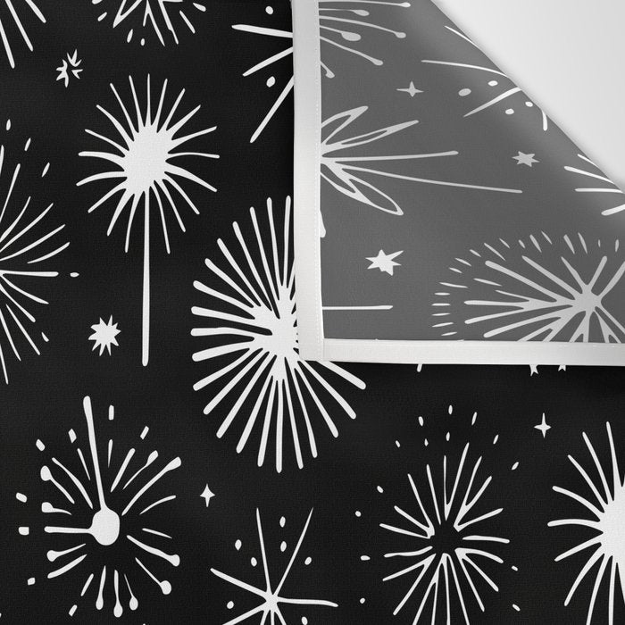 Black and white firework doodle pattern Wall Tapestry Gallery Image 3
