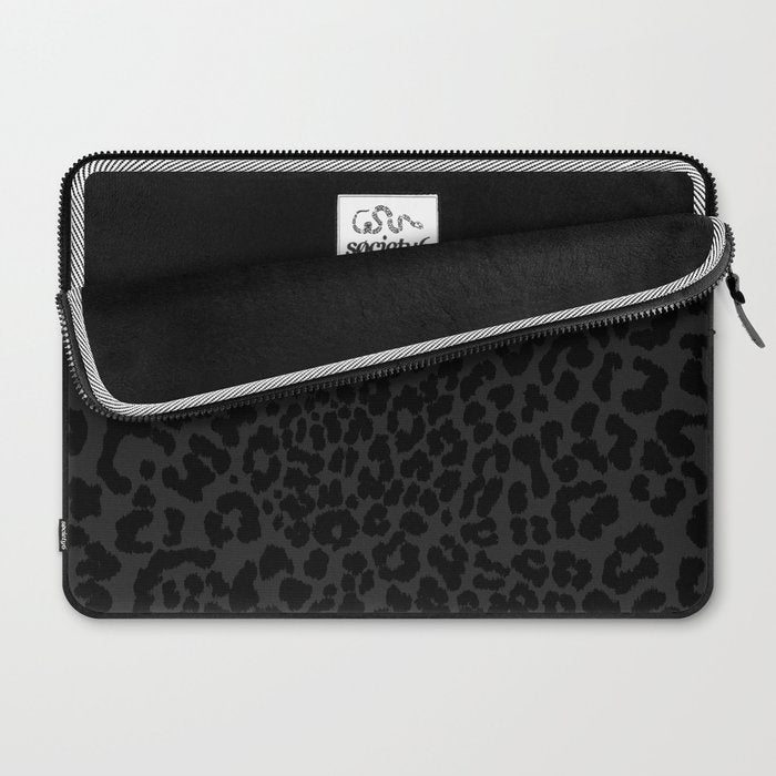 Goth Black Leopard Animal Print Laptop Sleeve Gallery Image 2