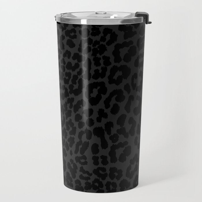 Goth Black Leopard Animal Print Travel Mug Gallery Image 2