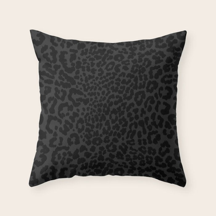 Goth Black Leopard Animal Print Throw Pillow Gallery Image 6