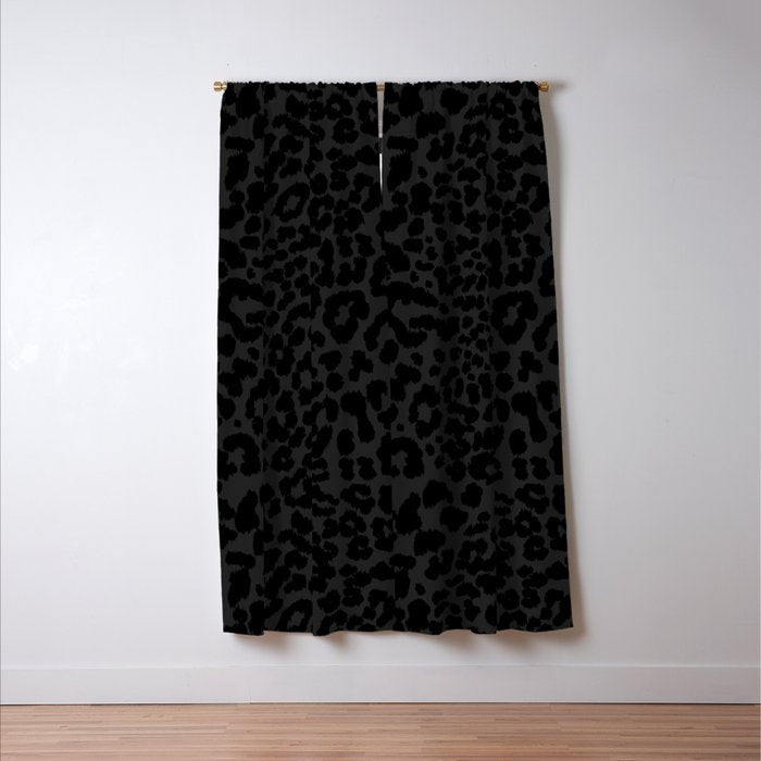 Goth Black Leopard Animal Print Window Curtain Gallery Image 3