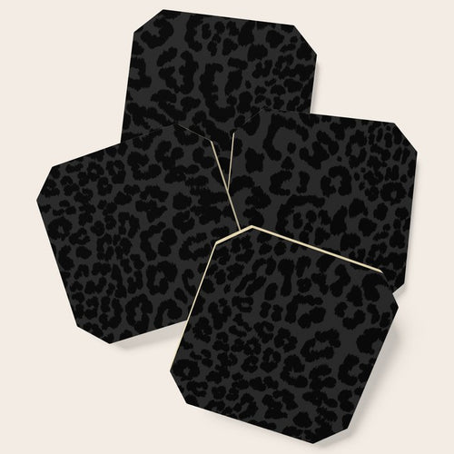 Goth Black Leopard Animal Print Coaster