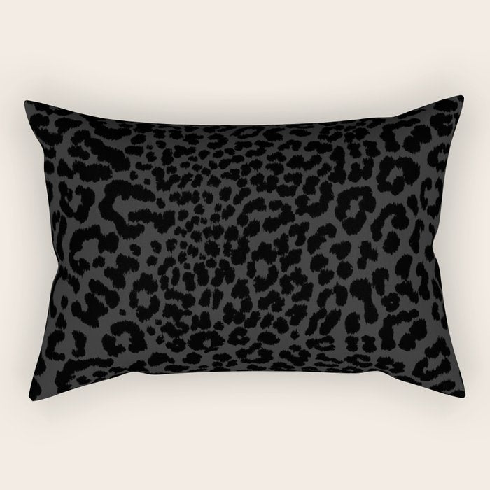 Goth Black Leopard Animal Print Rectangular Pillow Gallery Image 1