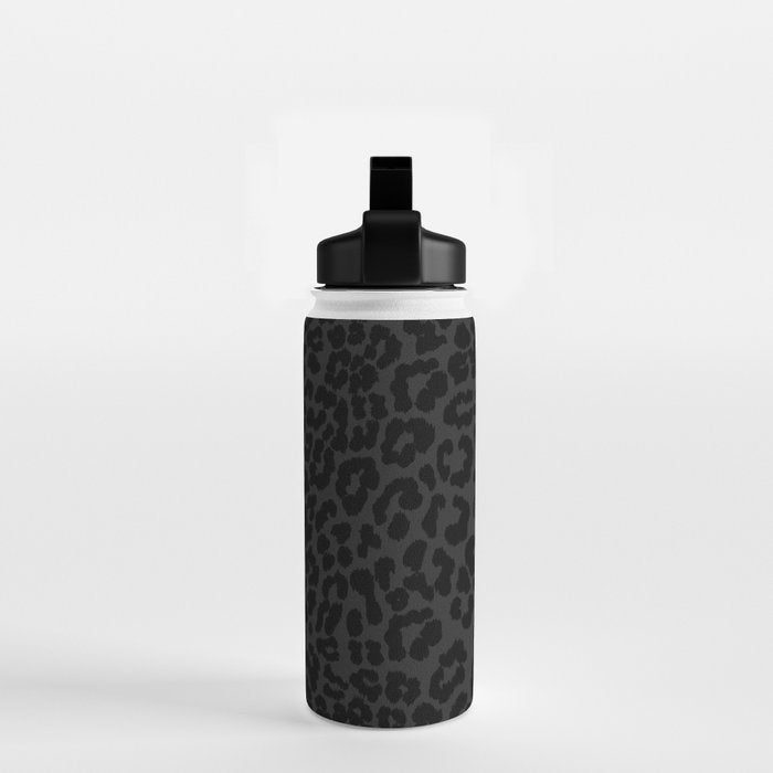 Goth Black Leopard Animal Print Water Bottle Gallery Image 2