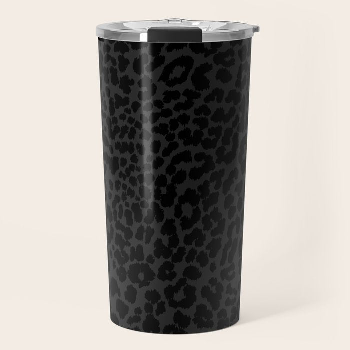 Goth Black Leopard Animal Print Travel Mug Gallery Image 1