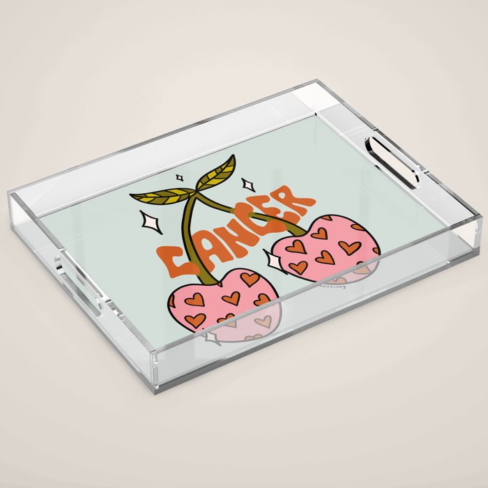 Cancer Zodiac Cherries Acrylic Tray Gallery Image 1
