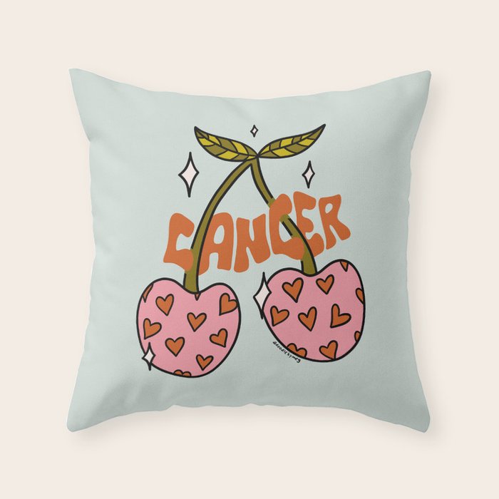 Cancer Zodiac Cherries Throw Pillow Gallery Image 1