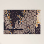 Kosode Fragment with Tortoiseshell Pattern, Waves, & Cherry Blossoms Shibori Print Welcome Mat Gallery Image 1