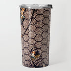 Kosode Fragment with Tortoiseshell Pattern, Waves, & Cherry Blossoms Shibori Print Travel Mug Gallery Image 2