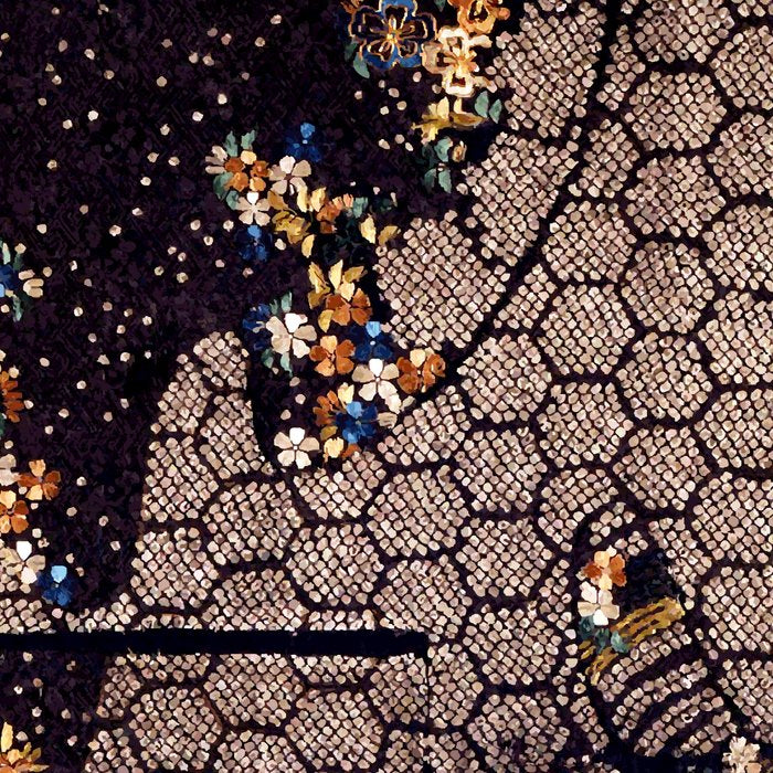 Kosode Fragment with Tortoiseshell Pattern, Waves, & Cherry Blossoms Shibori Print Coffee Mug Gallery Image 2