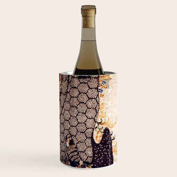 Kosode Fragment with Tortoiseshell Pattern, Waves, & Cherry Blossoms Shibori Print Wine Chiller Gallery Image 3