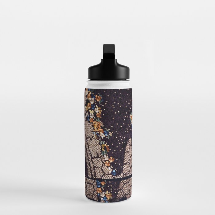 Kosode Fragment with Tortoiseshell Pattern, Waves, & Cherry Blossoms Shibori Print Water Bottle Gallery Image 3