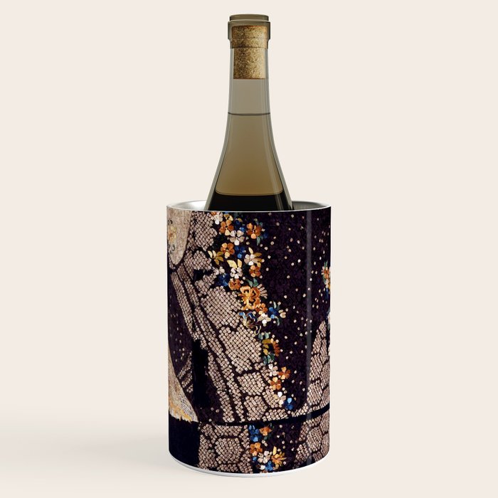 Kosode Fragment with Tortoiseshell Pattern, Waves, & Cherry Blossoms Shibori Print Wine Chiller Gallery Image 2