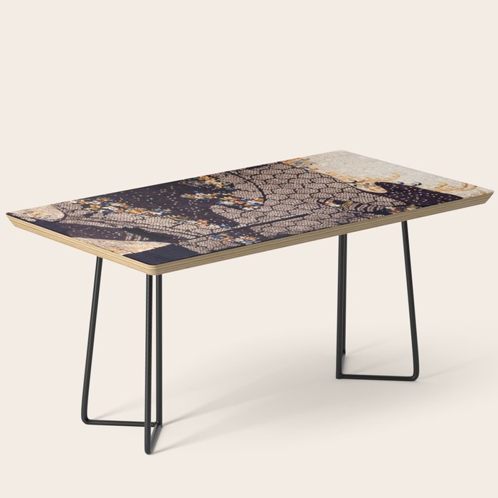 Kosode Fragment with Tortoiseshell Pattern, Waves, & Cherry Blossoms Shibori Print Coffee Table Gallery Image 1