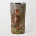 Vintage Quails & Their Chicks Illustration (1867) Travel Mug Gallery Image 1