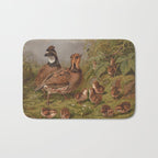 Vintage Quails & Their Chicks Illustration (1867) Bath Mat Gallery Image 1