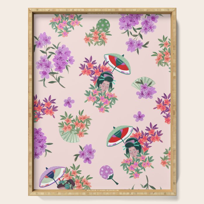 Pastel purple oriental pattern Serving Tray Gallery Image 1