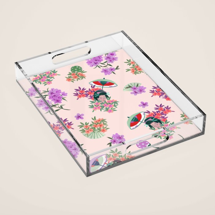 Pastel purple oriental pattern Acrylic Tray Gallery Image 1