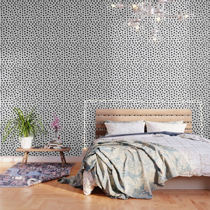Hearts Love Black and White Pattern Wallpaper Gallery Image 3