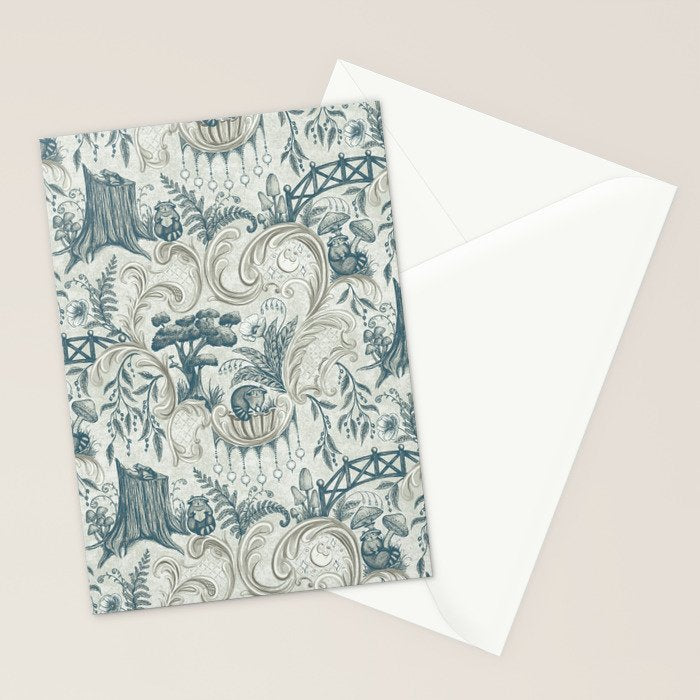 Fairytale Forest Raccoons - charming blue Stationery Card Gallery Image 2