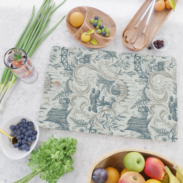 Fairytale Forest Raccoons - charming blue Cutting Board Gallery Image 2