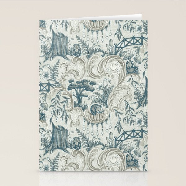 Fairytale Forest Raccoons - charming blue Stationery Card Gallery Image 2