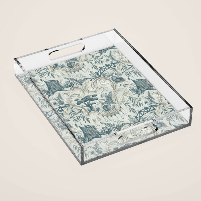Fairytale Forest Raccoons - charming blue Acrylic Tray Gallery Image 1