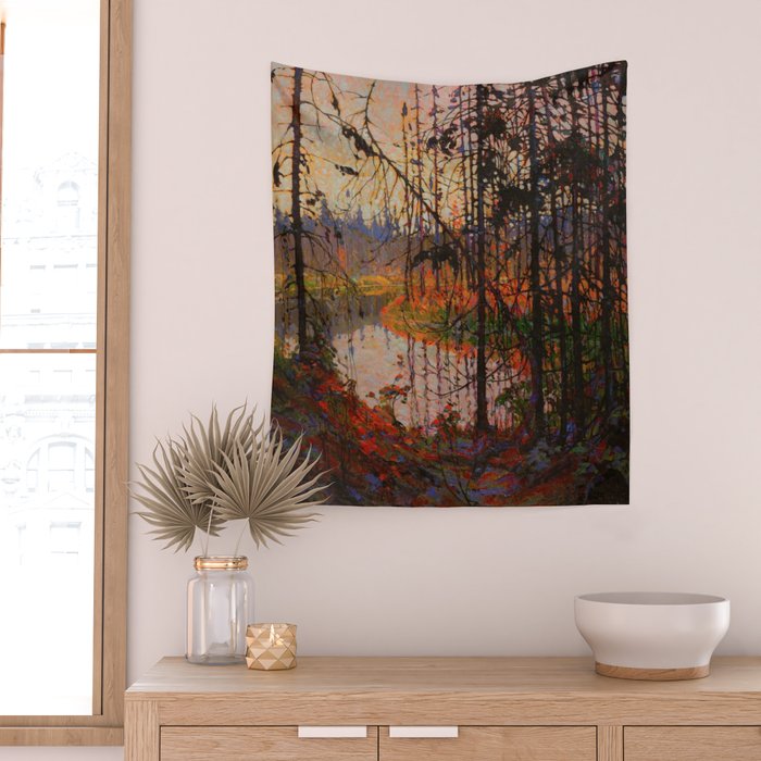 Tom Thomson Northern River 1915 Canadian Landscape Artist Wall Tapestry Gallery Image 2