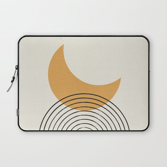 Moon mountain gold - Mid century style Laptop Sleeve Gallery Image 1