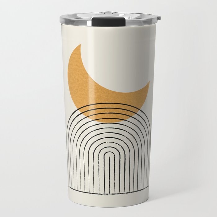 Moon mountain gold - Mid century style Travel Mug Gallery Image 1