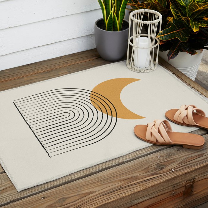 Moon mountain gold - Mid century style Outdoor Rug Gallery Image 2