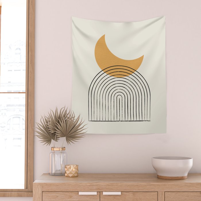 Moon mountain gold - Mid century style Wall Tapestry Gallery Image 2