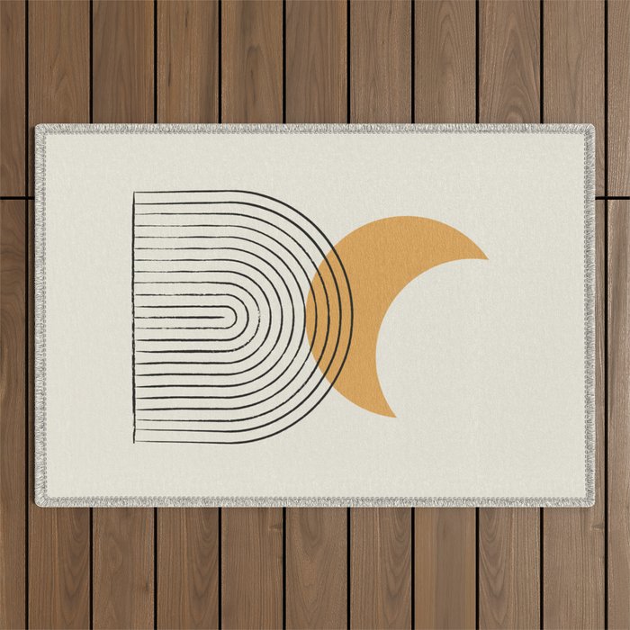 Moon mountain gold - Mid century style Outdoor Rug Gallery Image 1