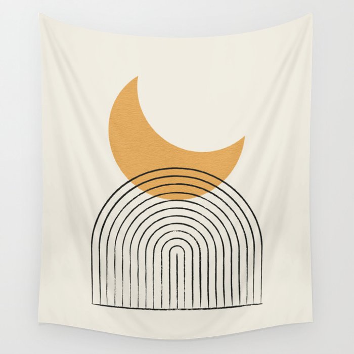 Moon mountain gold - Mid century style Wall Tapestry Gallery Image 4