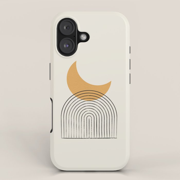 Moon mountain gold - Mid century style iPhone Case Gallery Image 1