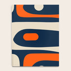 Mid Century Modern Abstract Retro Piquet Pattern Navy Blue Orange Beige Notebook Gallery Image 4