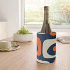 Mid Century Modern Abstract Retro Piquet Pattern Navy Blue Orange Beige Wine Chiller Gallery Image 4