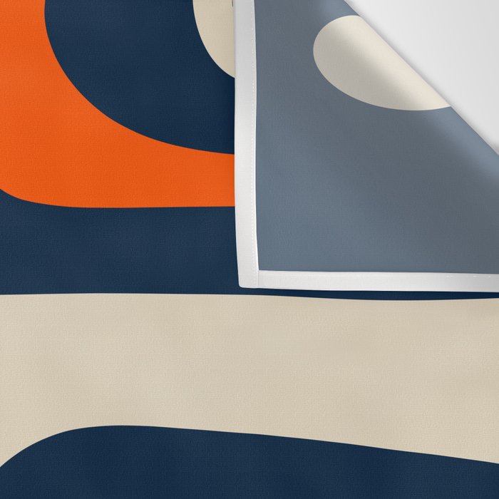Mid Century Modern Abstract Retro Piquet Pattern Navy Blue Orange Beige Wall Tapestry Gallery Image 3