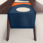 Mid Century Modern Abstract Retro Piquet Pattern Navy Blue Orange Beige Table Runner Gallery Image 1
