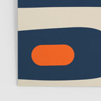 Mid Century Modern Abstract Retro Piquet Pattern Navy Blue Orange Beige Poster Gallery Image 3