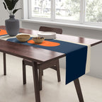 Mid Century Modern Abstract Retro Piquet Pattern Navy Blue Orange Beige Table Runner Gallery Image 2