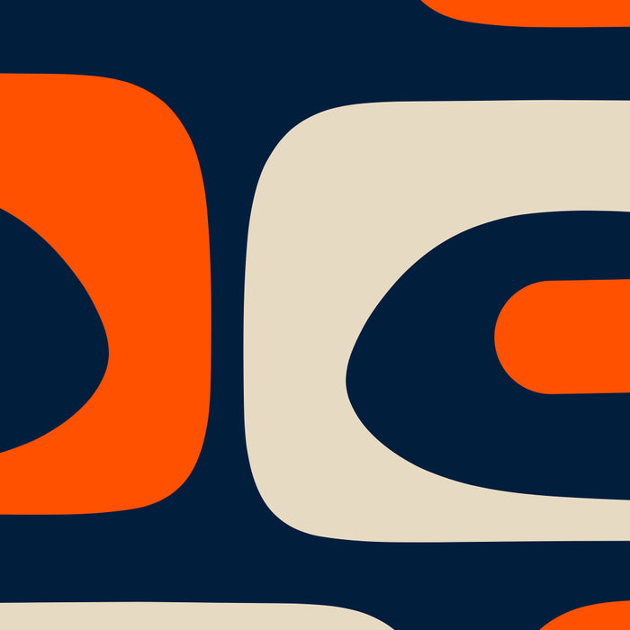 Mid Century Modern Abstract Retro Piquet Pattern Navy Blue Orange Beige Coffee Mug Gallery Image 2