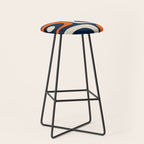 Mid Century Modern Abstract Retro Piquet Pattern Navy Blue Orange Beige Stool Gallery Image 1