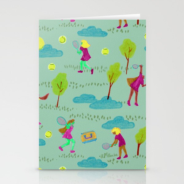 Let's Play Tennis in Soft Green Stationery Card Gallery Image 1
